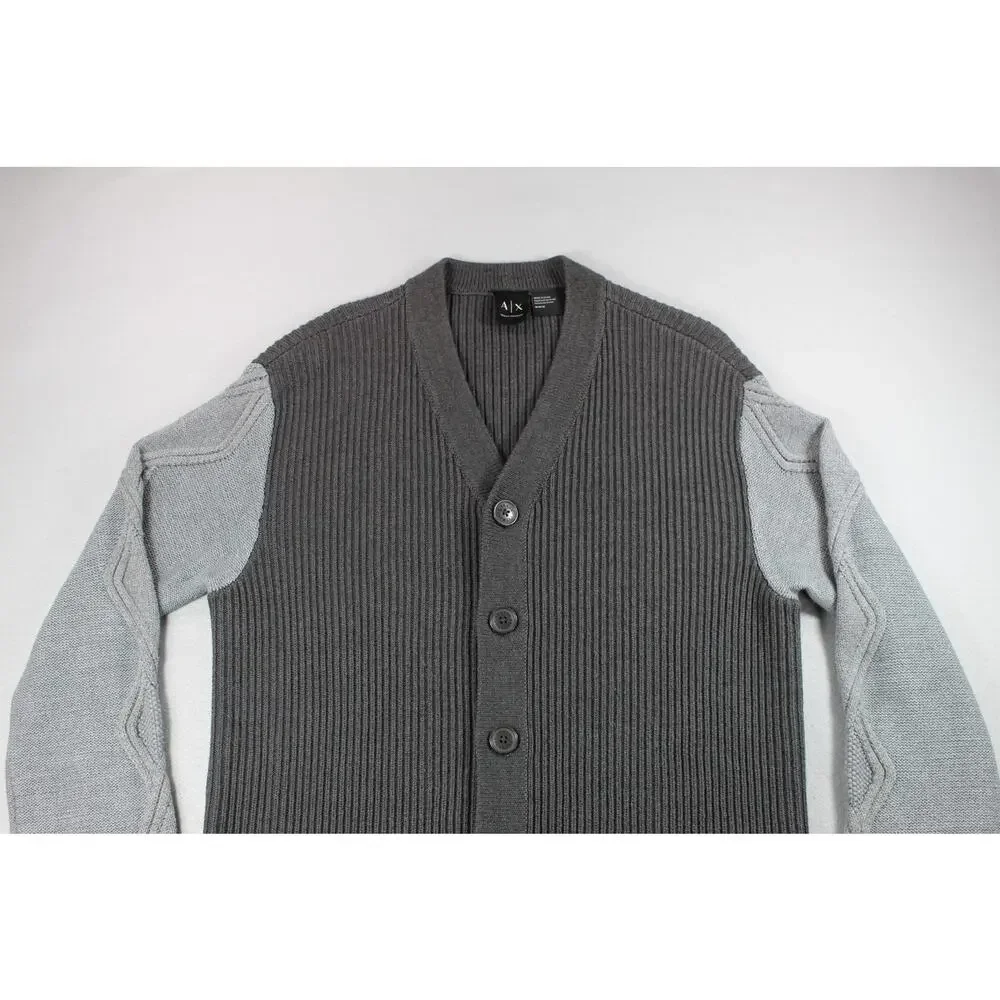 Armani Exchange AlX Ribbed Cardigan Sweater Men's Medium Colorblock Button Front